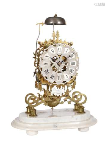 A VICTORIAN BRASS SKELETON CLOCK