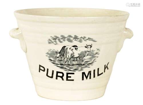 A 19TH CENTURY STAFFORDSHIRE POTTERY MILK PAIL