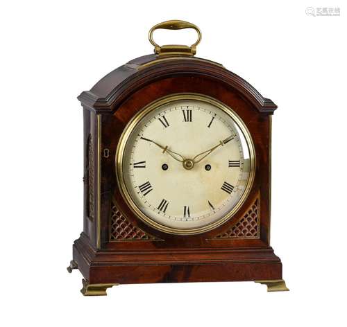 A GEORGE III BRASS MOUNTED MAHOGANY BRACKET CLOCK WITH TRIP-...