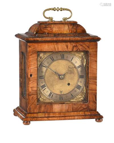 A WILLIAM AND MARY STYLE OLIVEWOOD TABLE TIMEPIECE