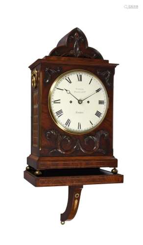 A WILLIAM IV CARVED AND BRASS INLAID MAHOGANY BRACKET CLOCK ...