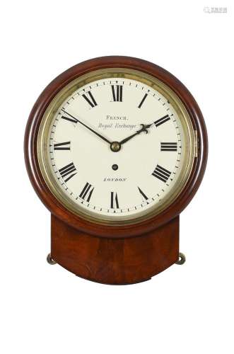 A VICTORIAN MAHOGANY FUSEE DROP-DIAL WALL TIMEPIECE WITH 9 I...