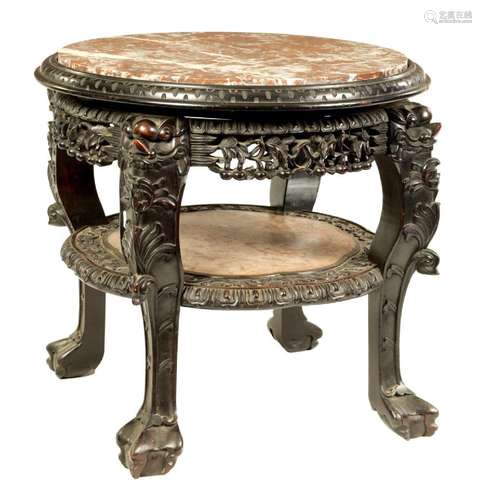 A 19TH CENTURY CHINESE HARDWOOD JARDINIERE STAND