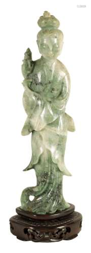 A 19TH/20TH CENTURY CHINESE CARVED RUSSET JADE FIGURE OF A G...