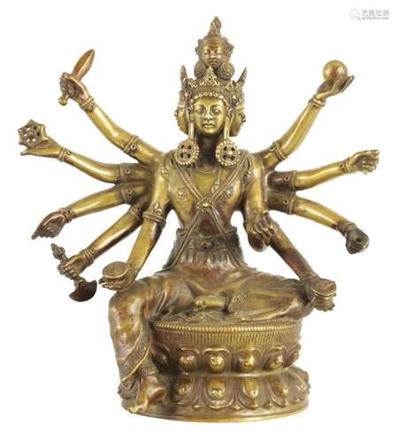 AN 18TH/19TH CENTURY TIBETAN FIGURAL BRONZE