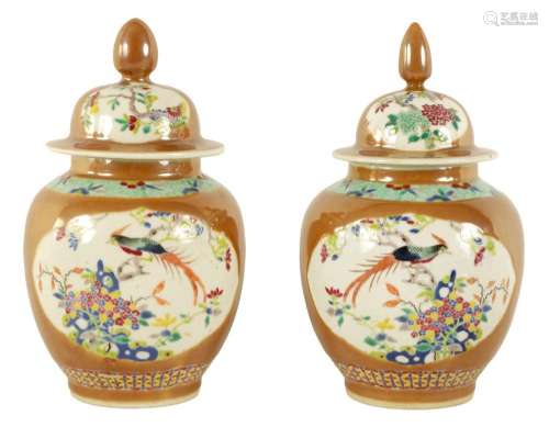 AN UNUSUAL PAIR OF 19TH CENTURY CHINESE GINGER JARS