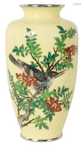 AN EARLY 20TH CENTURY JAPANESE CLOISONNE VASE BY SATO