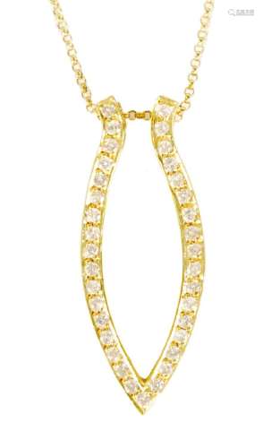 A LADIES 9CT YELLOW GOLD DIAMOND PENDANT AND CHAIN