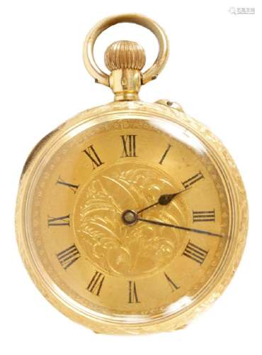 AN EARLY 20TH CENTURY 18 CARAT GOLD FOB WATCH