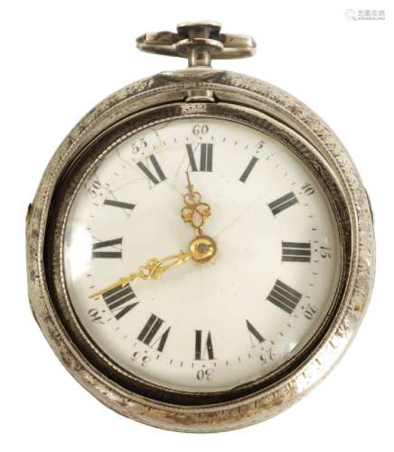 A LATE 18TH CENTURY CONTINENTAL PAIR CASE VERGE POCKET WATCH