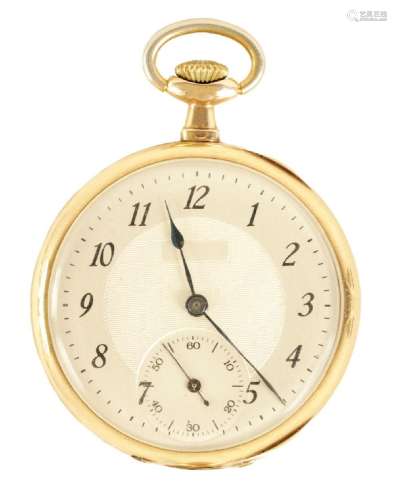 AN EARLY 20TH CENTURY 14 CARAT GOLD OPEN FACE POCKET WATCH