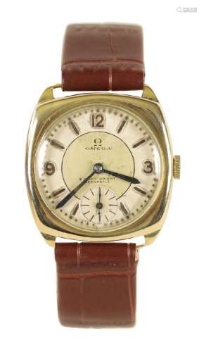 A 1930s GENTLEMANÕS 9 CARAT GOLD OMEGA WRISTWATCH