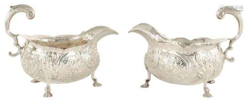 A PAIR OF EARLY GEORGE III IRISH SILVER SAUCE BOATS OF GENER...