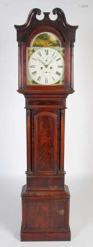 A 19th century mahogany longcase clock, the enamel dial with...