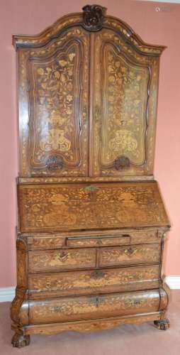 An 18th century Dutch mahogany and marquetry inlaid bureau b...