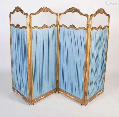 A late 19th / early 20th century French glazed giltwood four...