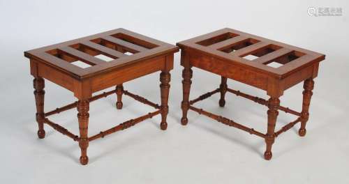 A pair of early 20th century mahogany luggage stools / racks...