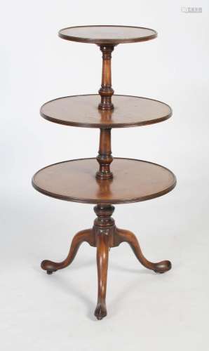 A 19th century three tier dumb-waiter, the tiers of round fo...