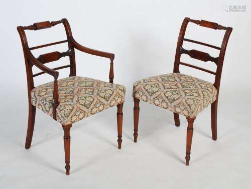 A set of eight 19th century carved mahogany dining chairs, s...