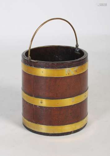 A George III mahogany and brass mounted peat bucket, possibl...