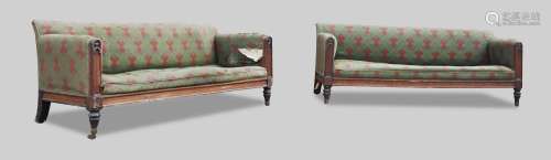 *A pair of early 19th century Scottish carved oak sofas desi...