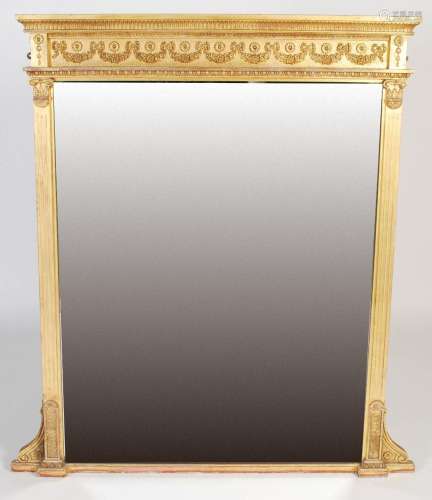 A 19th century giltwood overmantle mirror, the frieze decora...