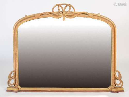 A 19th century giltwood overmantle mirror, the dome top with...