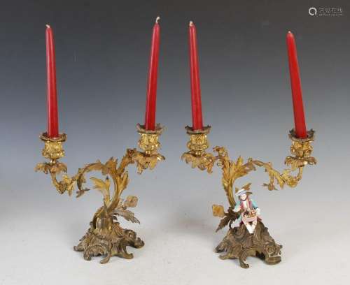 A pair of 18th century ormolu two-light candelabra in the Ro...