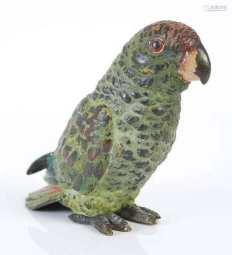 An early 20th century cold painted bronze model of a parrot,...