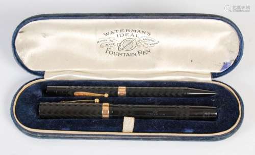 A vintage cased Waterman`s Ideal Fountain Pen set in origina...