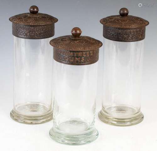 Three early 20th century Rowntrees Gums sweet jars and cover...