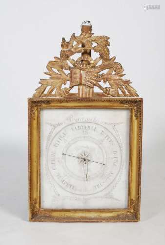 A French 19th century giltwood wall barometer, the square ba...