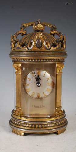 A late 19th century gilt and silvered bronze repeating carri...