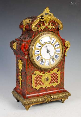 A 19th century French Boulle Rococo style mantle clock, DELE...