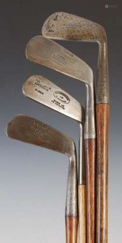 Golf interest- A group of four hickory shafted golf clubs, t...