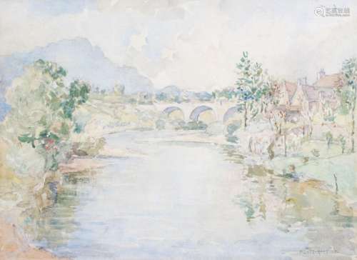 AR Agnes Middleton Raeburn RSW (1872-1955) River landscape w...