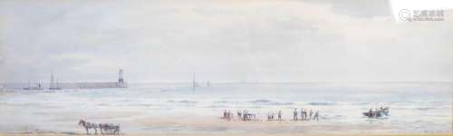 AR Frank Watson Wood (1862-1953) Spittal beach watercolour, ...