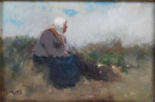 Robert McGregor (Scottish 1847 - 1922) The firewood gatherer...