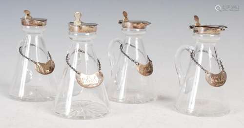 A set of four silver mounted whisky noggins, Birmingham, 192...
