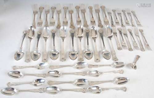 A composite twelve place setting of early 19th century silve...
