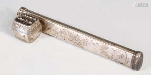A 19th century Persian white metal travelling scribes pen ca...