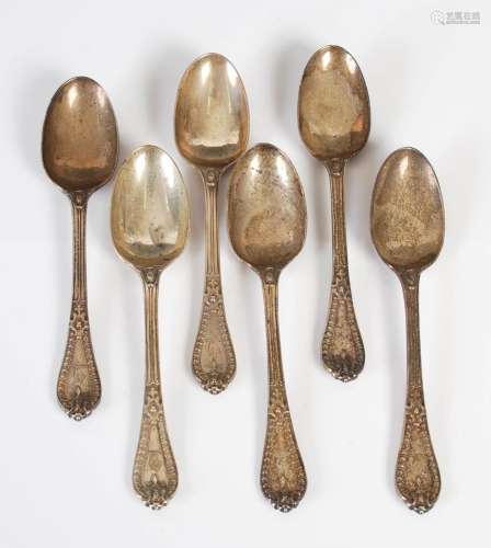 A set of six Victorian silver teaspoons, London, 1852, maker...