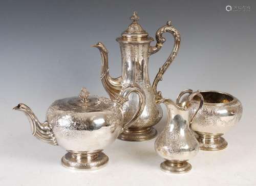 A Victorian silver four piece tea and coffee set, Edinburgh,...
