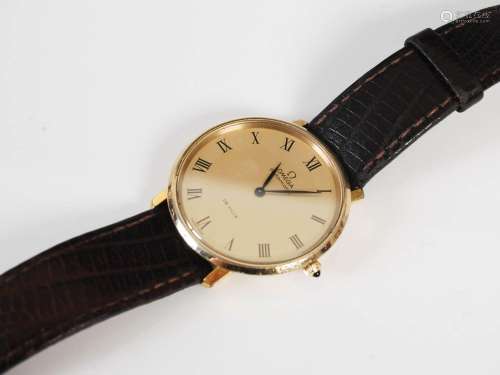 A vintage yellow metal cased gentlemans Omega Automatic De V...