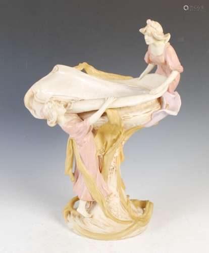 A Royal Dux Art Nouveau porcelain table centrepiece, modelle...