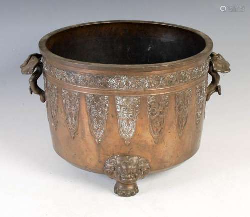 A Chinese bronze jardiniere in the Archaic style, late 19th/...