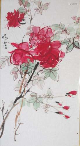 20th century Chinese School Flower study watercolour on pape...
