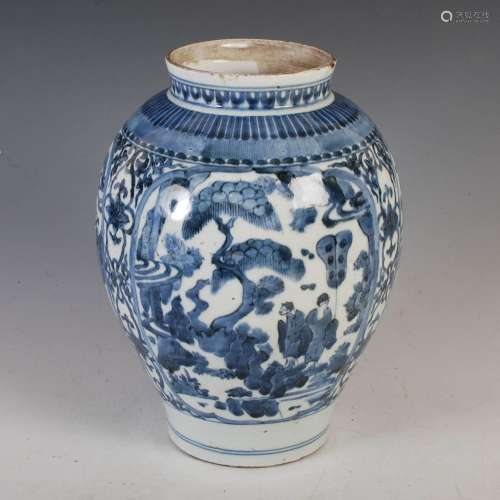 A Japanese blue and white Arita porcelain vase, Edo Period, ...