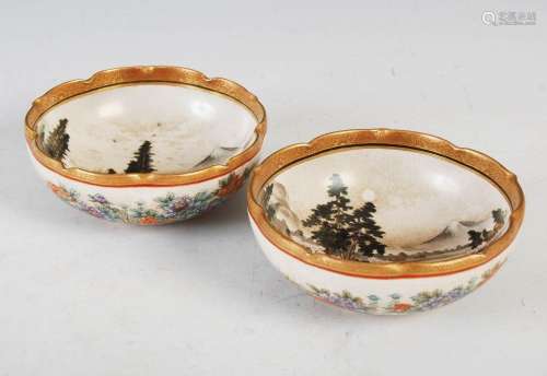 A pair of Japanese Satsuma pottery bowls, Meiji Period, the ...