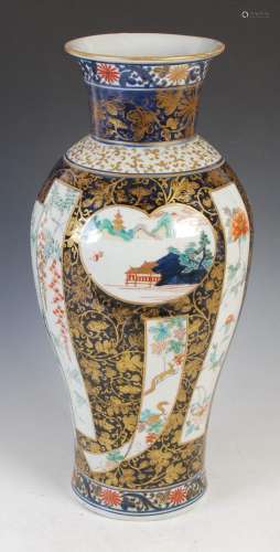 A Japanese Imari vase, Edo Period, decorated with scroll and...